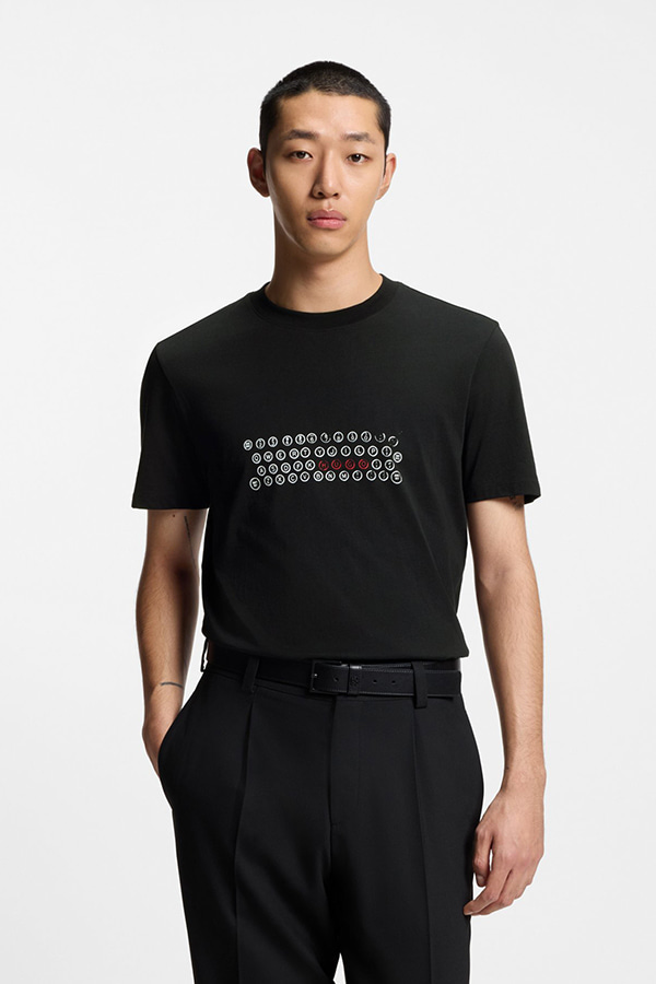 ΜΠΛΟΥΖΑ T-SHIRT HUGO - 001 ΜΑΥΡΟ